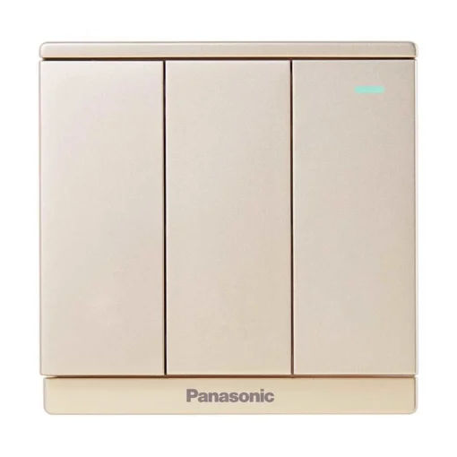 Bộ 3 công tắc Moderva 2 chiều bắt vít có dạ quang màu vàng ánh kim Panasonic WMF516MYZ-1VN