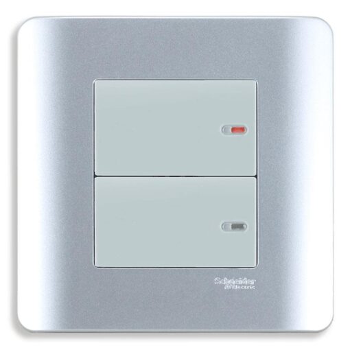 Bộ công tắc Zencelo đôi 1 chiều 16A màu xám Schneider E8432_1_SA_G19