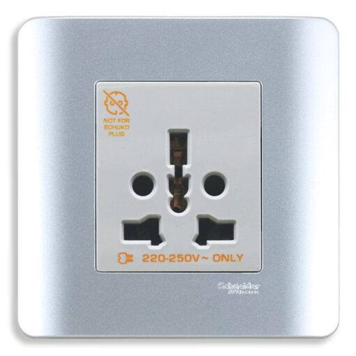 Bộ ổ cắm Zencelo đơn đa năng 16A màu xám Schneider E84426_16TS_SA_G19