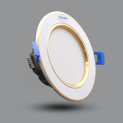 Đèn LED Downlight âm trần viền vàng 12W sáng vàng Paragon E138 115/12V