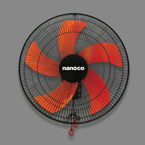 Quạt treo tường dây giật màu đen cam Nanoco NWF1606