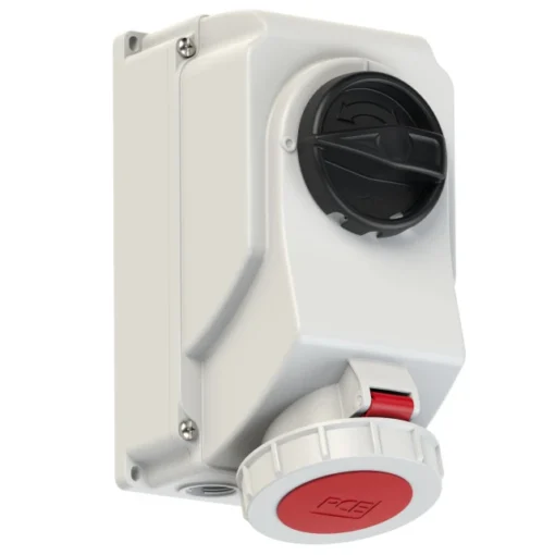 Ổ cắm kèm công tắc kín nước 32A 5P 400V 6H IP67 PCE F75252-6