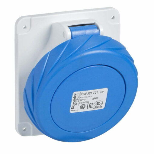 Ổ cắm gắn âm dạng nghiêng kín nước 2P+E 16A 230V IP67 Schneider PKF16F723