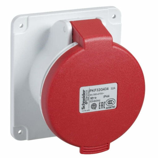 Ổ cắm gắn âm dạng thẳng 3P+E 16A 400V IP44 Schneider PKF16G434