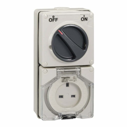 Ổ cắm có công tắc kín nước 3P 13A 250V IP66 Schneider S56C313GY