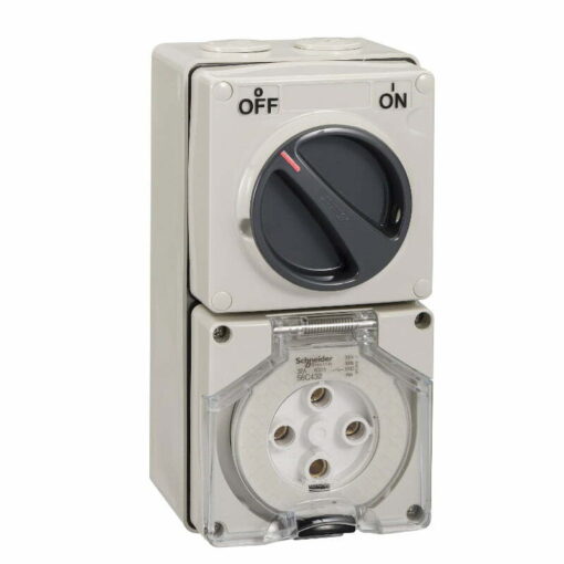Ổ cắm có công tắc kín nước 4P 32A 500V IP66 Schneider S56C432GY