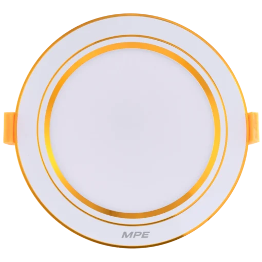 Đèn LED downlight nhôm âm trần viền vàng 12W sáng trắng MPE DLV2-12T