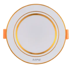 Đèn LED downlight nhôm âm trần viền vàng 9W (D118) sáng trắng MPE DLV2-9T