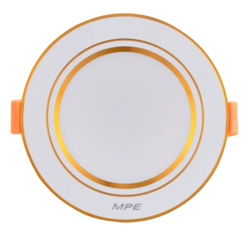 Đèn LED downlight nhôm âm trần viền vàng 9W (D118) sáng trắng MPE DLV2-9T