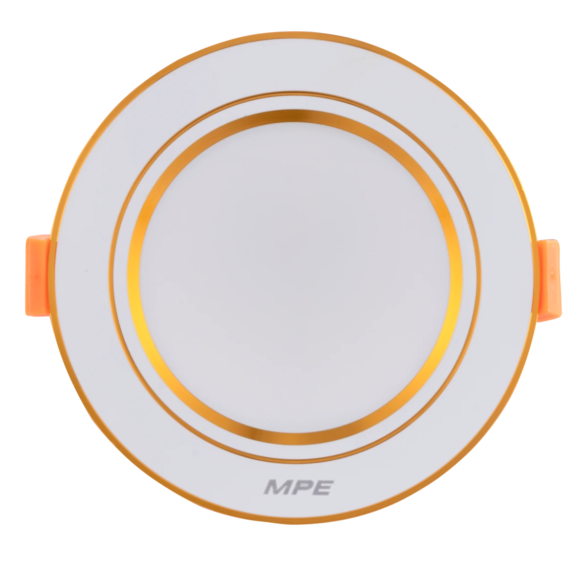 Đèn LED downlight nhôm âm trần viền vàng 9W (D140) sáng vàng MPE DLVL2-9V