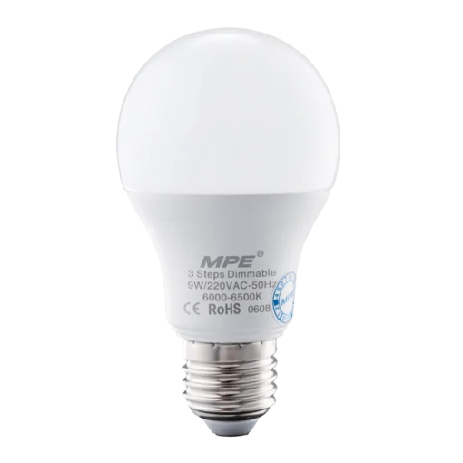 Bóng đèn LED Bulb 3 mức sáng 9W sáng trắng MPE LB-9T/3DIM