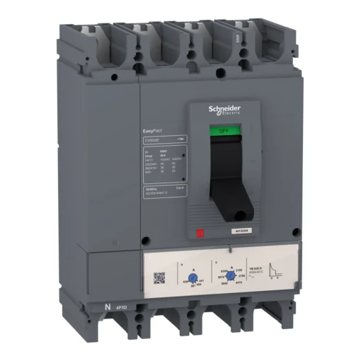 Cầu dao khối MCCB CVS630F 4P 600A 36kA chỉnh dòng Schneider LV563309