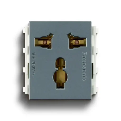 Ổ cắm đa năng có màn che 250VAC - 16A màu xám ánh kim Panasonic WEV1171MYH